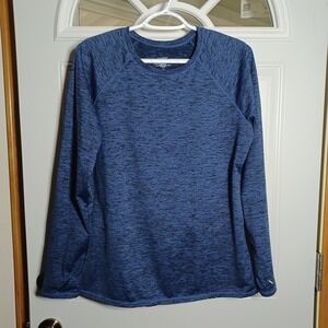 Climate Right Womens Large Athletic Performance Base Layer Blue Heather L/S Top